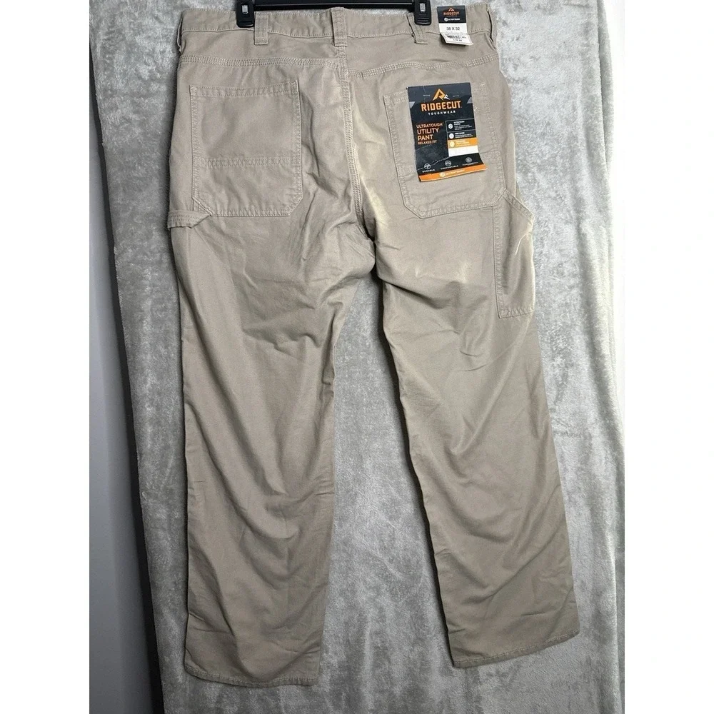 Ridgecut Toughwear Utility Work Pants‎ 38x32 Khaki Canvas Relaxed Fit